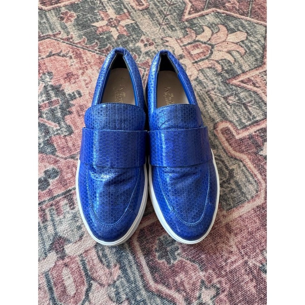 Loeffler Randall Periwinkle Blue Leather Loafers‎ Size 6B Slip-On Shoes